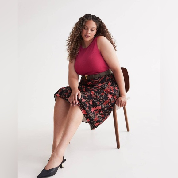 Pennington's Floral Satin Maxi Slip Skirt Size 24 - Picture 3 of 14